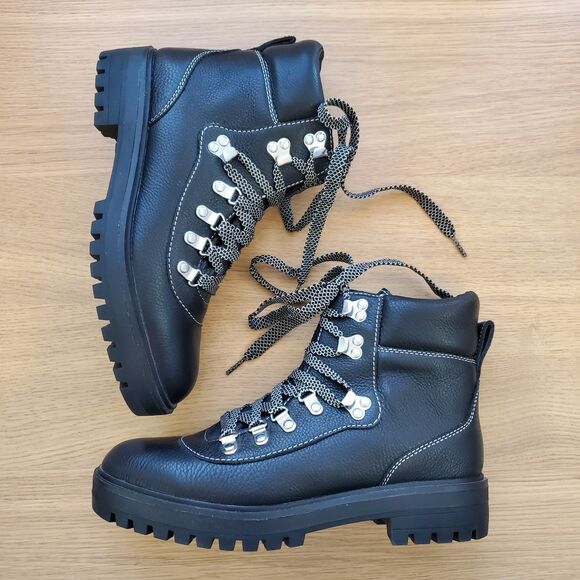 NEW J. Crew Black Leather Hiking Boots - Picture 9 of 13